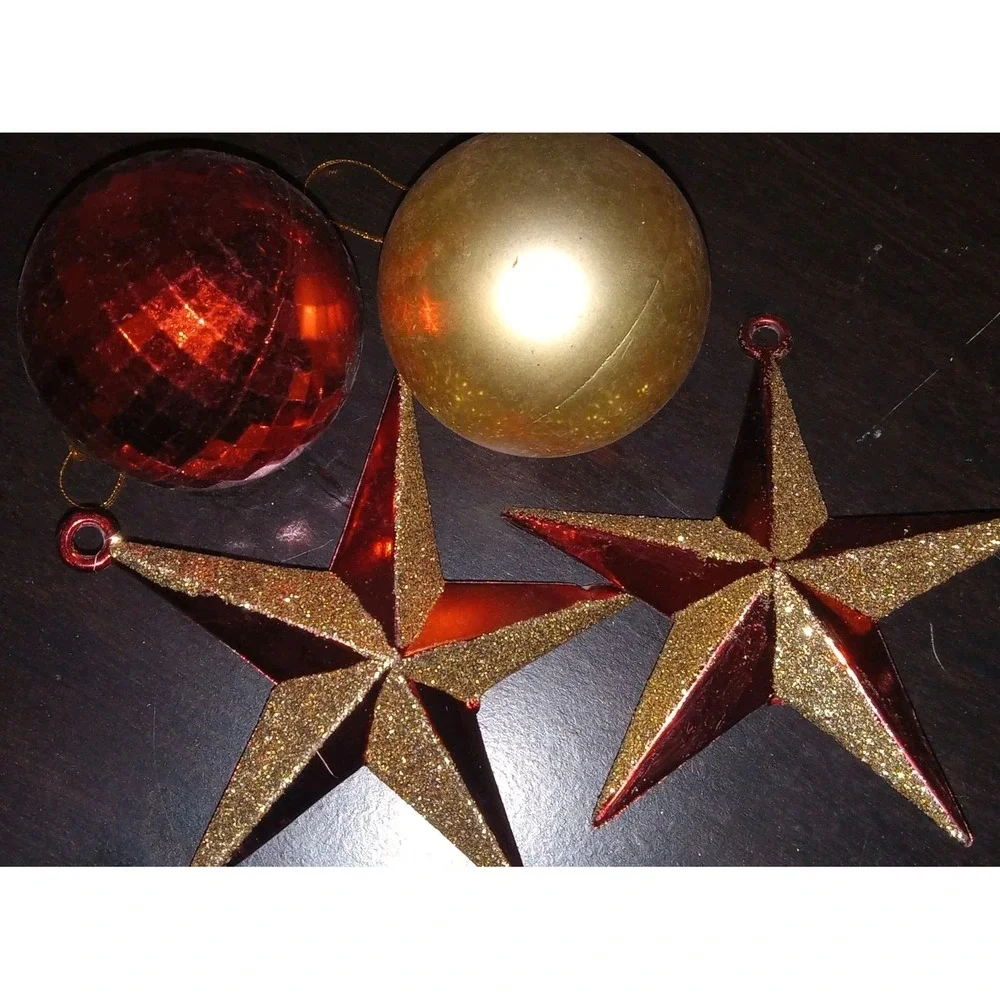 14 Red & Gold‎ Shatterproof Plastic Spiral Droplet Ball Christmas Tree Ornaments